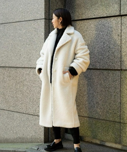 styling/（スタイリング）の「ボアロングコート（チェスターコート・レディース・アイボリー/グレー・0/1）」の21枚目の写真