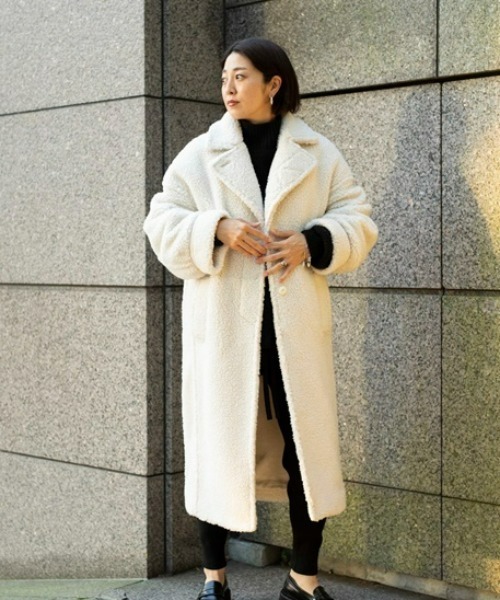 styling/（スタイリング）の「ボアロングコート（チェスターコート・レディース・アイボリー/グレー・0/1）」の22枚目の写真