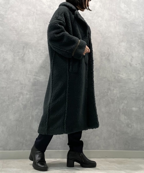 styling/（スタイリング）の「ボアロングコート（チェスターコート・レディース・アイボリー/グレー・0/1）」の20枚目の写真