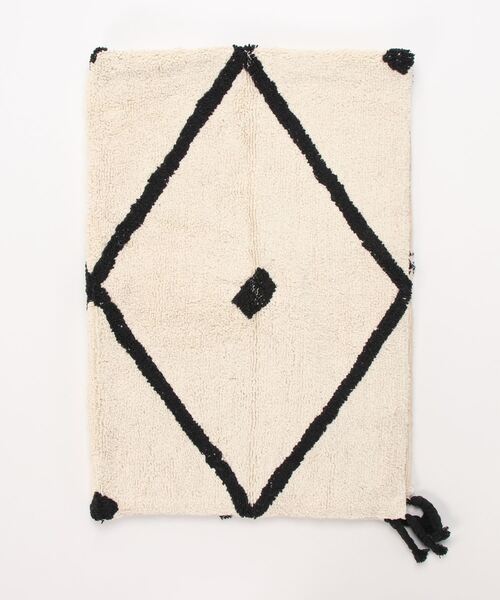 sarasa design(サラサデザイン)の「b2c チェック ラグマット|オーガニックコットン(ラグ/マット・レディース・ホワイト×ブラック・ONESIZE)」の12枚目の写真