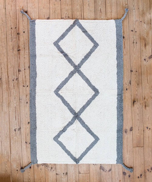 sarasa design(サラサデザイン)の「b2c チェック ラグマット|オーガニックコットン(ラグ/マット・レディース・ホワイト×ブラック・ONESIZE)」の8枚目の写真