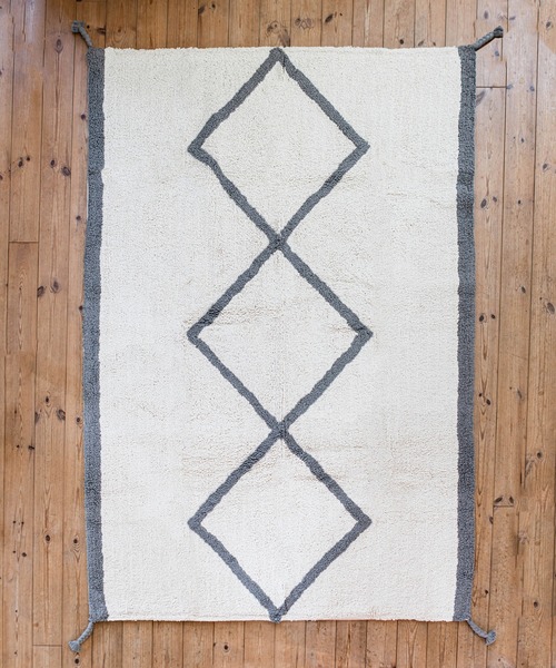 sarasa design(サラサデザイン)の「b2c チェック ラグマット|オーガニックコットン(ラグ/マット・レディース・ホワイト×ブラック・ONESIZE)」の10枚目の写真