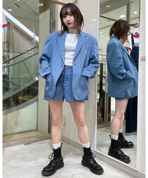 X-girl（エックスガール）の「BARBED WIRE PINSTRIPE SHORT PANTS（その他パンツ・レディース・ライトブルー/ブラック・S/M/XS）」の20枚目の写真