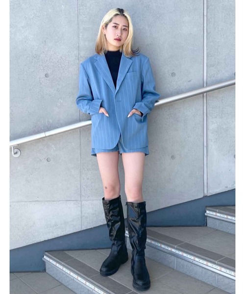 X-girl（エックスガール）の「BARBED WIRE PINSTRIPE SHORT PANTS（その他パンツ・レディース・ライトブルー/ブラック・S/M/XS）」の22枚目の写真