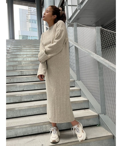 TRUNC（トランクエイティーエイト）の「Button Sleeve Knit One Piece（ワンピース・レディース・ブラック/アイボリー・FREE）」の3枚目の写真