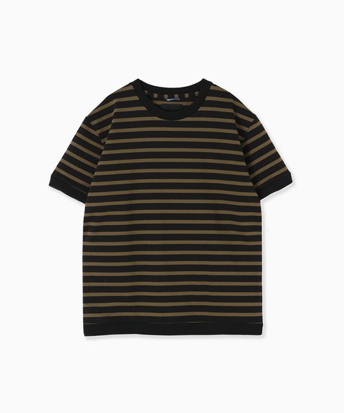 junhashimoto（ジュンハシモト）の「CU18 STRIPE CREW NECK（Tシャツ/カットソー・メンズ・ブラック×カーキ/ホワイト×ブラック/ブラック×ホワイト・2/4/3/5）」の3枚目の写真