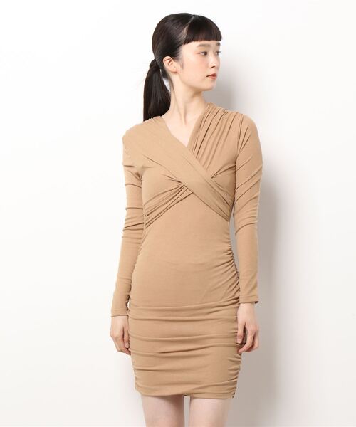 激安正規品 セール】【Jasmine】セクシーVネックギャザーミニ丈ワンピース ワンピース