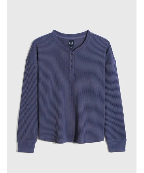 GAP（ギャップ）の「リブ編み ロングスリーブ ヘンリーネック トップス（Tシャツ/カットソー・レディース・ブラック/ベージュ/ブルー/アイボリー・S/M/L/XS/XXS/XL）」の8枚目の写真