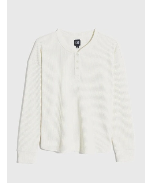 GAP（ギャップ）の「リブ編み ロングスリーブ ヘンリーネック トップス（Tシャツ/カットソー・レディース・ブラック/ベージュ/ブルー/アイボリー・S/M/L/XS/XXS/XL）」の10枚目の写真