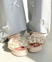Shoes in Closet | 【完売カラー再予約販売開始】軽量厚底  2WAY ボリューム ラッフル / フリル サンダル 6908(サンダル)
