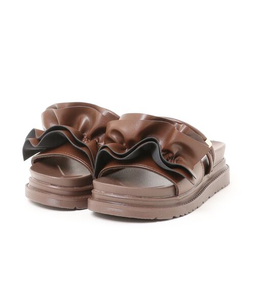 Shoes in Closet（シューズインクローゼット）の「軽量厚底  2WAY ボリューム ラッフル / フリル サンダル 6908（サンダル・レディース・ブラック/アイボリー/ライトピンク/ライトベージュ/グリーン系その他2/オフホワイト/ブラック×ブラック/ダークブラウン・LL/S/M/L/3L/XS）」の12枚目の写真