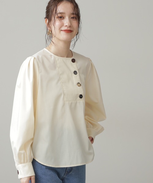 N.（N. Natural Beauty Basic）（エヌエヌナチュラルビューティーベーシック）の「◆ビックボタンブラウス（シャツ/ブラウス・レディース・オフホワイト/オレンジ/ブラック系その他・MEDIUM）」の15枚目の写真