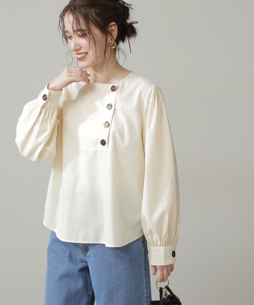 N.（N. Natural Beauty Basic）（エヌエヌナチュラルビューティーベーシック）の「◆ビックボタンブラウス（シャツ/ブラウス・レディース・オフホワイト/オレンジ/ブラック系その他・MEDIUM）」の16枚目の写真