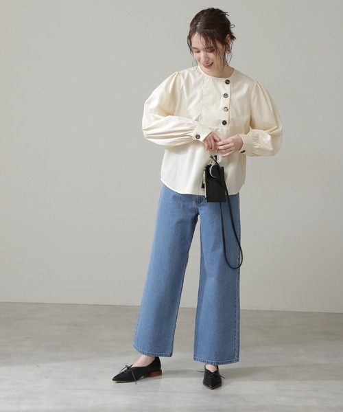 N.（N. Natural Beauty Basic）（エヌエヌナチュラルビューティーベーシック）の「◆ビックボタンブラウス（シャツ/ブラウス・レディース・オフホワイト/オレンジ/ブラック系その他・MEDIUM）」の5枚目の写真