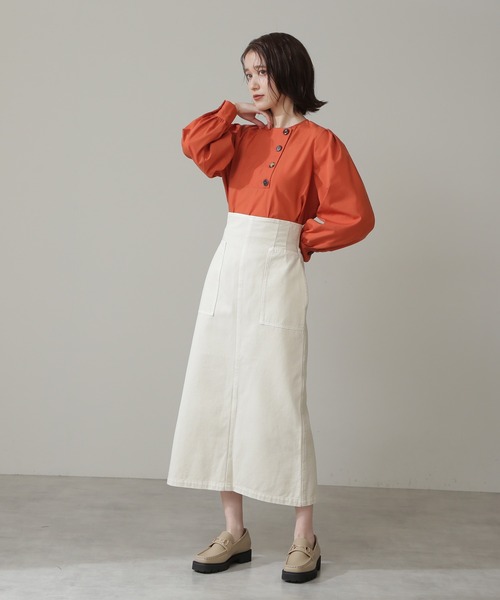 N.（N. Natural Beauty Basic）（エヌエヌナチュラルビューティーベーシック）の「◆ビックボタンブラウス（シャツ/ブラウス・レディース・オフホワイト/オレンジ/ブラック系その他・MEDIUM）」の11枚目の写真