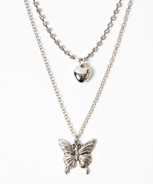 WEGO(ウィゴー)の「WEGO/【2点セット】バタフライネックレス(ネックレス・レディース・シルバー・FREE)」の3枚目の写真