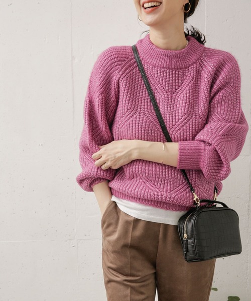 URBAN RESEARCH DOORS(アーバンリサーチドアーズ)の「ハイネックアイレットプルオーバー(ニット/セーター・レディース・ネイビー/グレー系その他/ピンク系その他・ONE)」の3枚目の写真