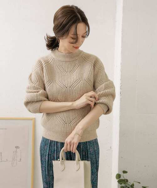 URBAN RESEARCH DOORS(アーバンリサーチドアーズ)の「ハイネックアイレットプルオーバー(ニット/セーター・レディース・ネイビー/グレー系その他/ピンク系その他・ONE)」の5枚目の写真