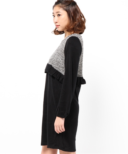 mystic（ミスティック）の「ブークレー切替ワンピース（ワンピース・レディース・グレー/ネイビー/ブラック・ﾌﾘ-）」の4枚目の写真