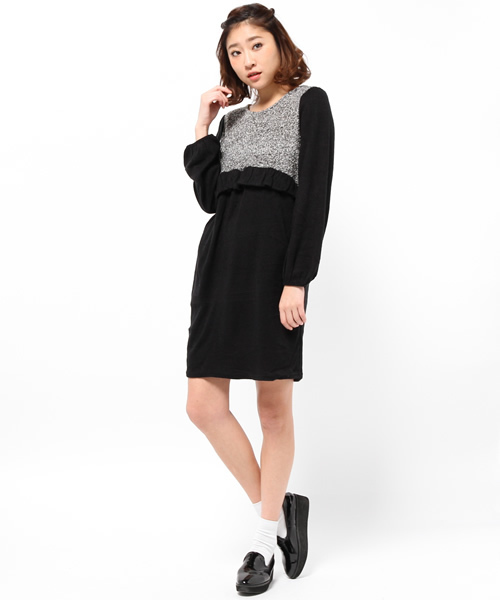 mystic（ミスティック）の「ブークレー切替ワンピース（ワンピース・レディース・グレー/ネイビー/ブラック・ﾌﾘ-）」の6枚目の写真