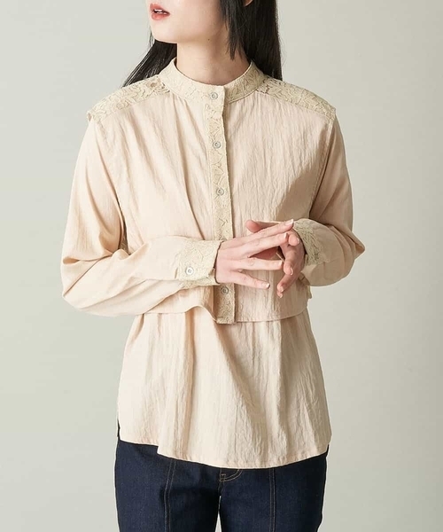 A de a.v.v（アードアー・ヴェ・ヴェ）の「レースドッキングベスト&ブラウスセット（シャツ/ブラウス・レディース・ブラック/ホワイト/ベージュ・36/38）」の3枚目の写真