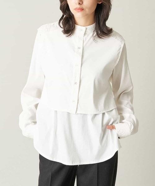 A de a.v.v（アードアー・ヴェ・ヴェ）の「レースドッキングベスト&ブラウスセット（シャツ/ブラウス・レディース・ブラック/ホワイト/ベージュ・36/38）」の2枚目の写真