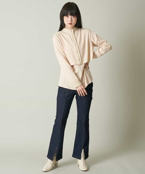 A de a.v.v（アードアー・ヴェ・ヴェ）の「レースドッキングベスト&ブラウスセット（シャツ/ブラウス・レディース・ブラック/ホワイト/ベージュ・36/38）」の7枚目の写真