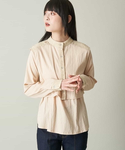 A de a.v.v（アードアー・ヴェ・ヴェ）の「レースドッキングベスト&ブラウスセット（シャツ/ブラウス・レディース・ブラック/ホワイト/ベージュ・36/38）」の8枚目の写真