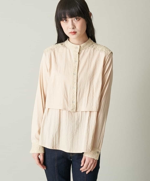 A de a.v.v（アードアー・ヴェ・ヴェ）の「レースドッキングベスト&ブラウスセット（シャツ/ブラウス・レディース・ブラック/ホワイト/ベージュ・36/38）」の5枚目の写真