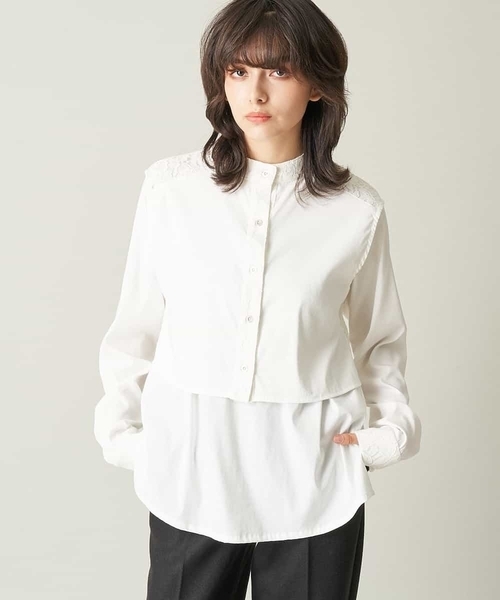 A de a.v.v（アードアー・ヴェ・ヴェ）の「レースドッキングベスト&ブラウスセット（シャツ/ブラウス・レディース・ブラック/ホワイト/ベージュ・36/38）」の13枚目の写真