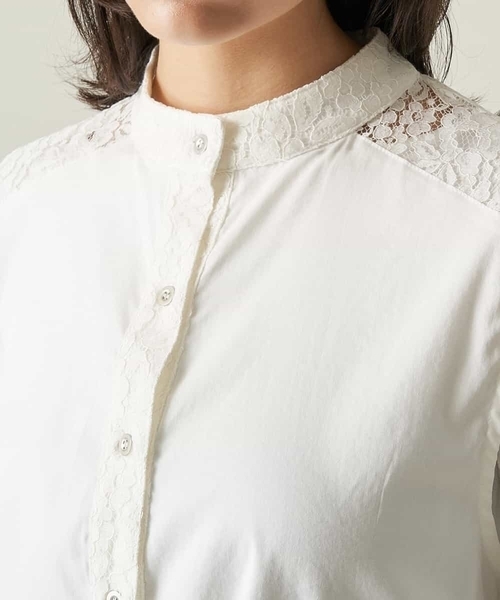 A de a.v.v（アードアー・ヴェ・ヴェ）の「レースドッキングベスト&ブラウスセット（シャツ/ブラウス・レディース・ブラック/ホワイト/ベージュ・36/38）」の9枚目の写真