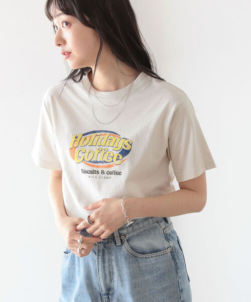 BeAMS DOT（ビームスドット）の「【WEB限定】BeAMS DOT / ヴィンテージ風 ロゴプリントTシャツ（Tシャツ/カットソー・レディース・アイボリー/スミクロ・ONE SIZE）」の3枚目の写真