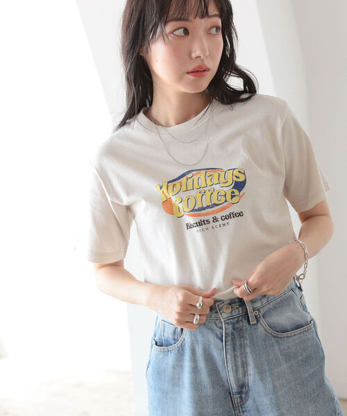 BeAMS DOT（ビームスドット）の「【WEB限定】BeAMS DOT / ヴィンテージ風 ロゴプリントTシャツ（Tシャツ/カットソー・レディース・アイボリー/スミクロ・ONE SIZE）」の4枚目の写真