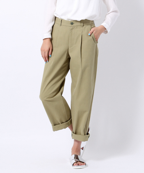 MYSELF ABAHOUSE（マイセルフアバハウス）の「コットンツイル ワイドチノパンツ（チノパンツ・レディース・ベージュ/カーキ・SMALL/LARGE/MEDIUM）」の2枚目の写真