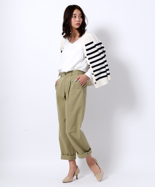 MYSELF ABAHOUSE（マイセルフアバハウス）の「コットンツイル ワイドチノパンツ（チノパンツ・レディース・ベージュ/カーキ・SMALL/LARGE/MEDIUM）」の6枚目の写真