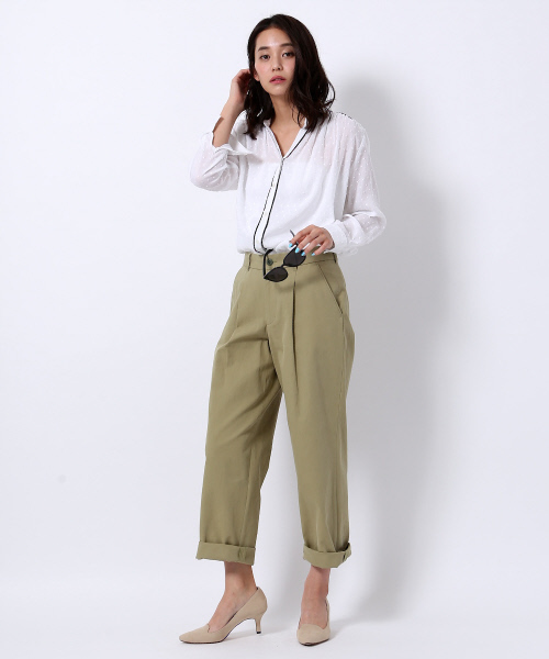 MYSELF ABAHOUSE（マイセルフアバハウス）の「コットンツイル ワイドチノパンツ（チノパンツ・レディース・ベージュ/カーキ・SMALL/LARGE/MEDIUM）」の7枚目の写真