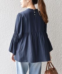 *〈洗濯機可能〉カッセンシャーリングギャザースリーブブラウス◆