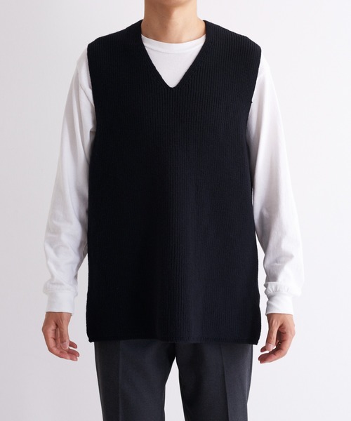 UNDECORATED(アンデコレイテッド)の「UNDECORATED アンデコレイテッド / MF Wool Knit Vest Vネック ウールニットベスト / UDF22804(ベスト・レディース・ブラック/キナリ・FREE)」の22枚目の写真