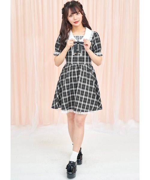 Secret Honey（シークレットハニー）の「襟レースチェックワンピース