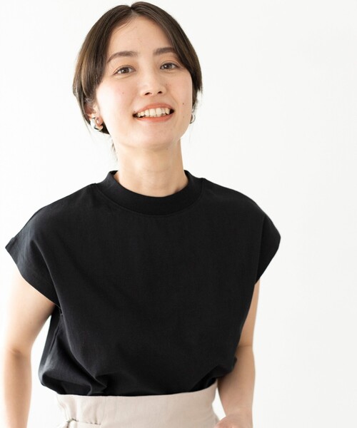 THE SHOP TK （ザ ショップ ティーケー ）の「◆【すっきり華奢見え】モックネックプルオーバー（Tシャツ/カットソー・レディース・チャコールグレー/ライトグレー/ブラック/ブラウン系その他・11/12/13）」の2枚目の写真