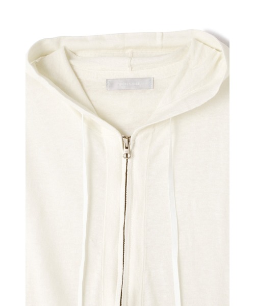 HIGH STREET（ハイストリート）の「HIGH STREET∴リネン半袖パーカー（パーカー・メンズ・アイボリー/ネイビー・M/L）」の4枚目の写真