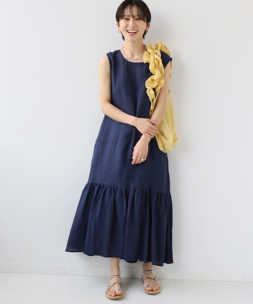 JOURNAL STANDARD relume(ジャーナルスタンダード レリューム)の「Yarn-Dyeリネンヘムギャザーワンピース(ワンピース・レディース・ベージュ/ネイビー/イエロー・FREE)」の22枚目の写真