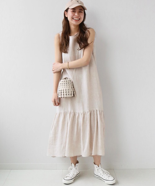 JOURNAL STANDARD relume(ジャーナルスタンダード レリューム)の「Yarn-Dyeリネンヘムギャザーワンピース(ワンピース・レディース・ベージュ/ネイビー/イエロー・FREE)」の16枚目の写真