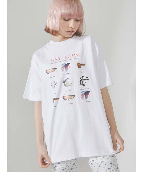 merry jenny（メリージェニー）の「熱帯魚図鑑Tee（Tシャツ/カットソー・レディース・オフホワイト/ブラック・FREE）」の3枚目の写真