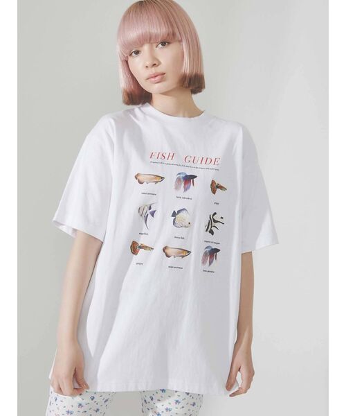 merry jenny（メリージェニー）の「熱帯魚図鑑Tee（Tシャツ/カットソー・レディース・オフホワイト/ブラック・FREE）」の9枚目の写真