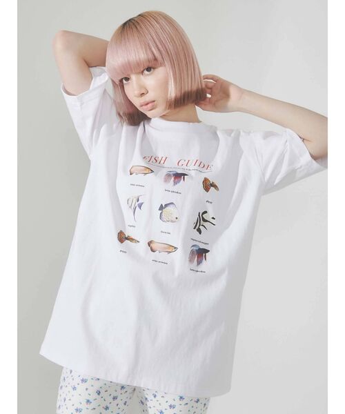 merry jenny（メリージェニー）の「熱帯魚図鑑Tee（Tシャツ/カットソー・レディース・オフホワイト/ブラック・FREE）」の11枚目の写真