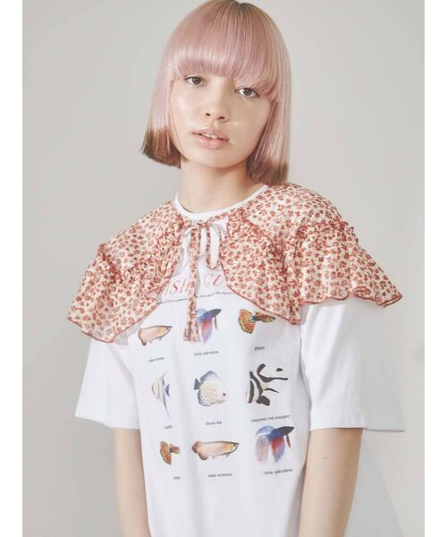 merry jenny（メリージェニー）の「熱帯魚図鑑Tee（Tシャツ/カットソー・レディース・オフホワイト/ブラック・FREE）」の4枚目の写真