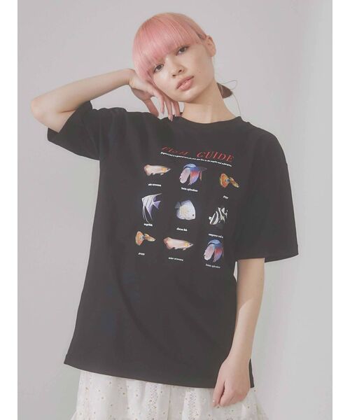 merry jenny（メリージェニー）の「熱帯魚図鑑Tee（Tシャツ/カットソー・レディース・オフホワイト/ブラック・FREE）」の15枚目の写真