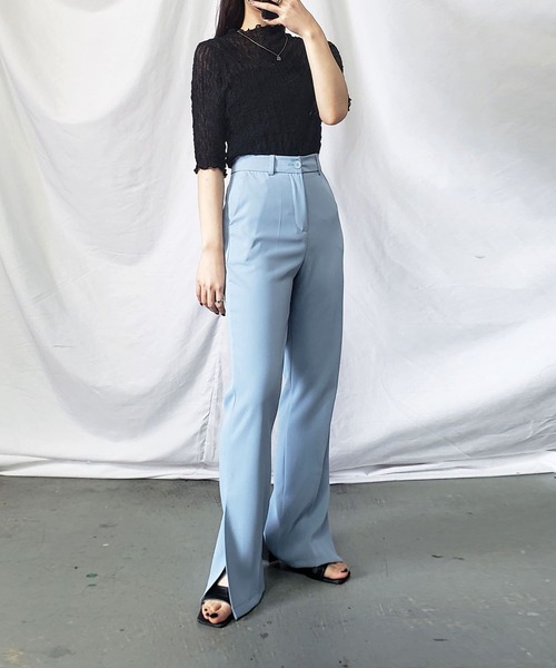 me+em select（ミームセレクト）の「プチハイネックシースルーニュアンスウェーブブラウス（Tシャツ/カットソー・レディース・ホワイト/アイボリー/ブラック・FREE）」の9枚目の写真