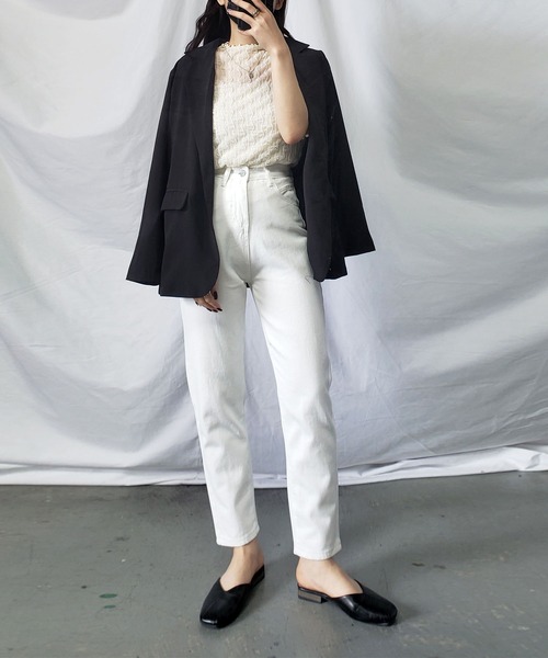 me+em select（ミームセレクト）の「プチハイネックシースルーニュアンスウェーブブラウス（Tシャツ/カットソー・レディース・ホワイト/アイボリー/ブラック・FREE）」の22枚目の写真